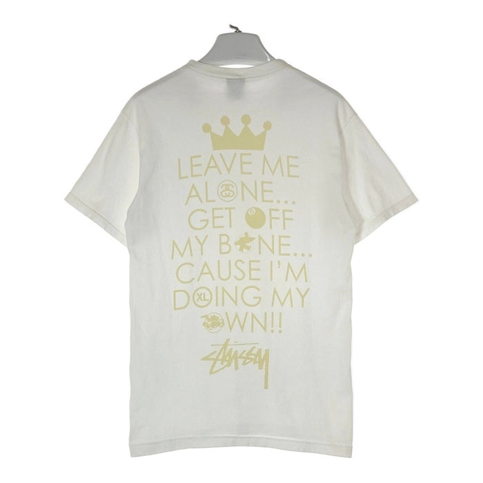 STUSSY ステューシー LEAVE ME ALONE ロゴモチーフ Tシャツ ホワイト sizeM 瑞穂店