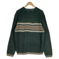 90's STUSSY ステューシー アクリルウール Vネック ボーダーニットセーター グリーン 中国製 紺タグ デッドストック Size L 福生店