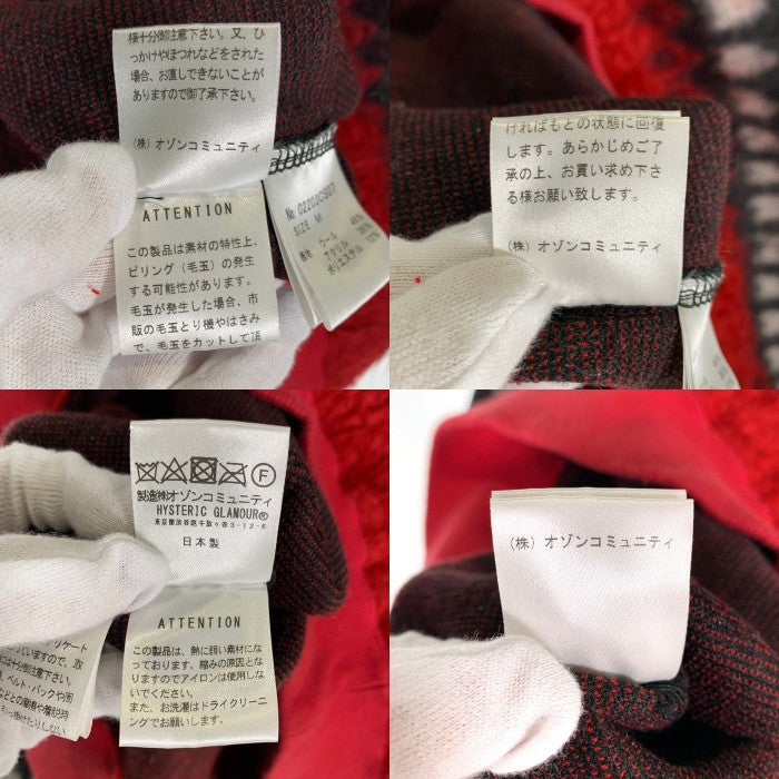 HYSTERIC GLAMOUR ヒステリックグラマー HYS TIMES ジャカードニット トレーナー レッド ブラック 02203CS07 Size M 福生店