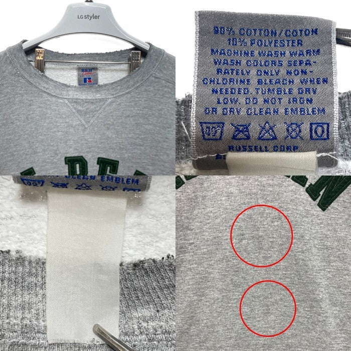 90's L.L.Bean エルエルビーン アーチロゴワッペン 前V スウェットトレーナー RUSSELLボディ USA製 グレー Size L 瑞穂店