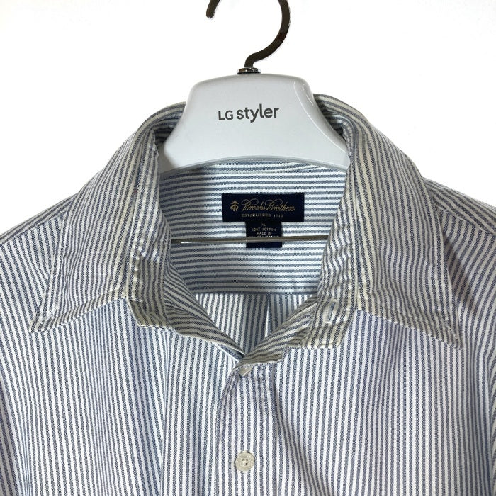 BROOKS BROTHERS ブルックスブラザーズ キャンディストライプ 長袖プルオーバーシャツ ブルー sizeXL 瑞穂店