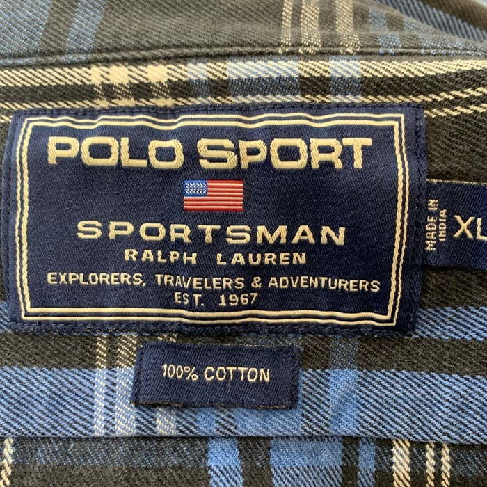 POLO SPORT ポロスポーツ SPORTSMAN チェックフランネルシャツ ブルー Size XL 福生店