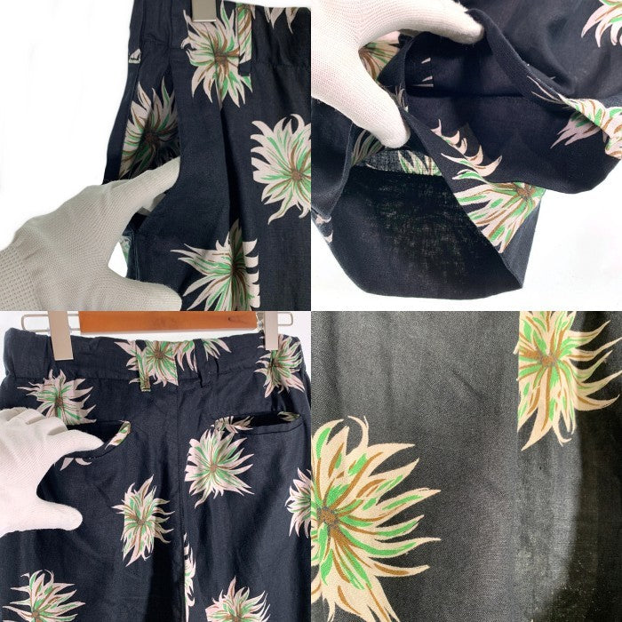 CALEE キャリー 21SS flower pattern linen tapered pants フラワーパターン リネンテーパードパンツ ブラック Size L 福生店