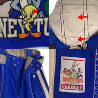 90's GOLDWIN ゴールドウィン LOONEY TUNES ルーニー・テューンズ スキージャケット 中綿 パンツ セット ホワイト ブルー Size L 福生店