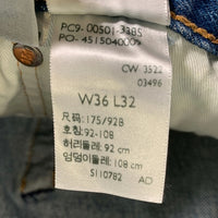 Levi's リーバイス 501 ストレートデニムパンツ 150周年モデル ダメージ加工 ライトブルー 00501-3385 Size W36 L32 福生店