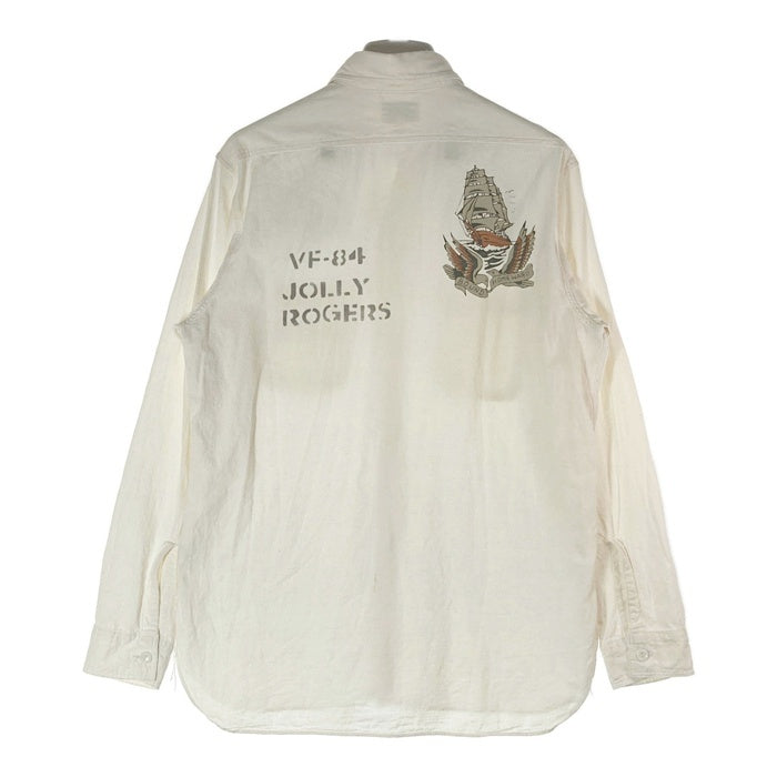 BUZZ RICKSONS バズリクソンズ U.S.N. JOLLY ROGERS シャンブレーシャツ ホワイト size15-15 1/2 瑞穂店