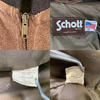 Schott ショット Suede Bomber Jacket スエード ボンバージャケット ブラウン USA製 Size 40 福生店