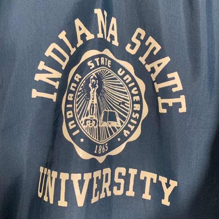 70's Champion チャンピオン ナイロン コーチジャケット フード INDIANA STATE プリント ボアライナー ネイビー Size L 相当 福生店