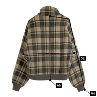 Woolrich ウールリッチ スタンドカラー ウールジップアップ リブブルゾン ジャケット チェック グレー アイボリー USA製 Size M 福生店