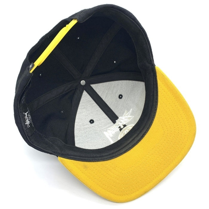 STUSSY ステューシー 14AW Stock Lock 2 Tone Snapback Cap ストック SSリンクロゴ 刺繡 2トーン スナップバックキャップ ブラック イエロー 131348 福生店