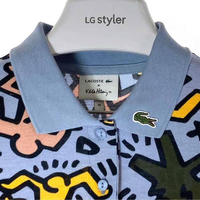 LACOSTE ラコステ Ketih Haring キース へリング 総柄 ポロシャツ ブルー size38 瑞穂店