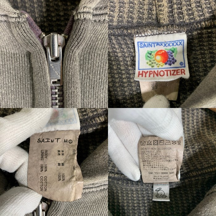 SAINT Mxxxxxx セントマイケル 24AW DBL FC ZIP HOODIE ヴィンテージ加工  ジップアップ フーディー パーカー チャコール SM-YS1-0000-042 Size M 福生店