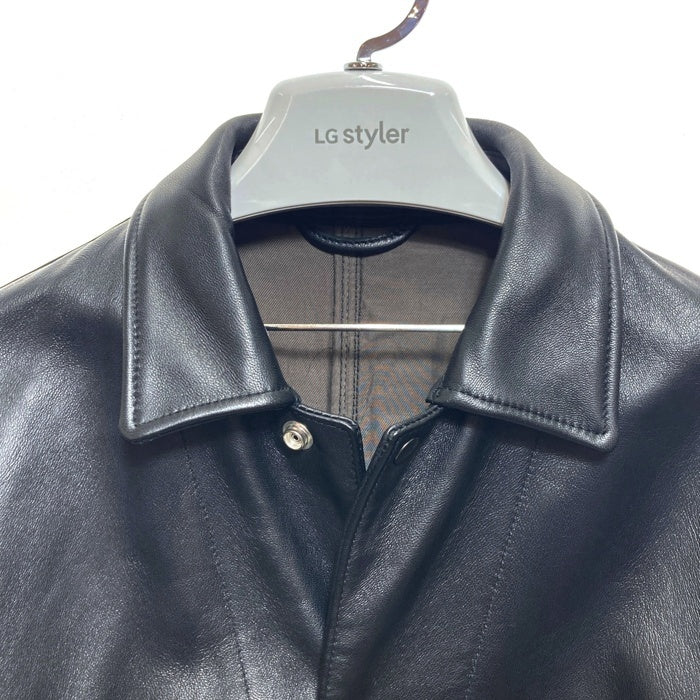 UNITED ARROWS ユナイテッドアローズ シープスキン レザーカバーオール ジャケット スナップボタン ブラック 1125-699-7740 Size M 瑞穂店