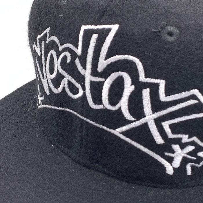 80-90's vestax ベスタクス ウール アクリル 6パネルキャップ スナップバック ブラック 刺繡 台湾製 福生店
