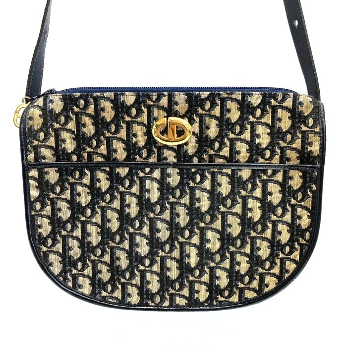 DIOR ディオール トロッター ショルダーバッグ ヴィンテージ CD ゴールド金具 ネイビー×ベージュ 瑞穂店