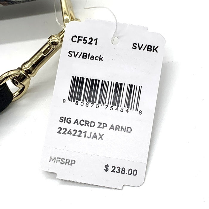 COACH コーチ CF521 PVCレザー ラウンドファスナーウォレット ブラック モノグラムプリント ストラップ 福生店
