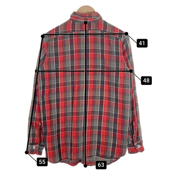 60's BIG YANK ビッグヤンク マチ付 フランネルチェックシャツ レッド Size S 相当 福生店