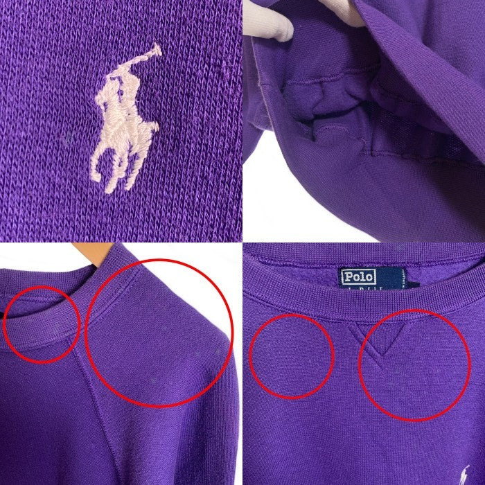 Polo by Ralph Lauren ポロラルフローレン 前Vガゼット ラグランスリーブ クルーネックスウェットトレーナー パープル Size M 福生店