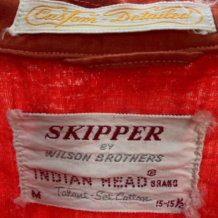 SKIPPER by WILSON BROTHERS スキッパー ウィルソンブラザーズ 50's 前後チェーン刺繍 オープンカラー 半袖シャツ オレンジ sizeM 瑞穂店