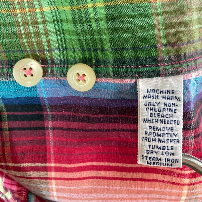 Polo Ralph Lauren ポロラルフローレン ANDY CAMP リネンコットン チェック 半袖 オープンカラーシャツ ピンク sizeXL 瑞穂店