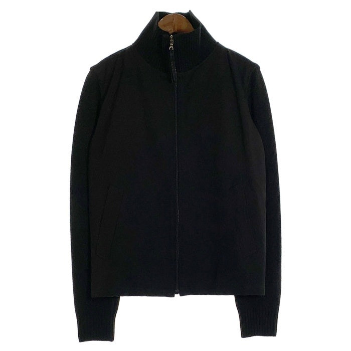 PRADA プラダ ナイロン ウール切替 ドライバーズニット ジップアップジャケット ブラック イタリア製 Size M 福生店