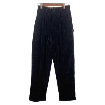 80's STUSSY ステューシー 2タック 太畝コーデュロイ テーパードスラックス パンツ ブラック USA製 黒タグ Size 29 福生店