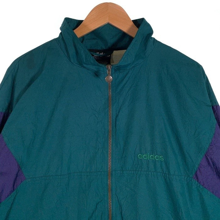80-90's adidas アディダス ジップアップ トラックジャケット 切替 ポリエステル グリーン ブラック パープル Size XL 福生店