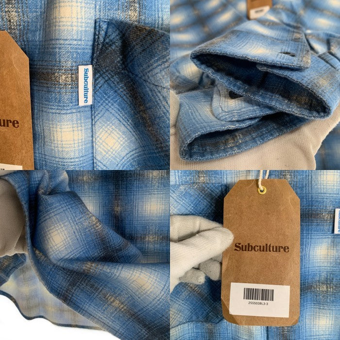 SUBCULTURE サブカルチャー COTTON PRINT SHIRT 長袖 コットン プリント シャツ ブルー Size 3 福生店