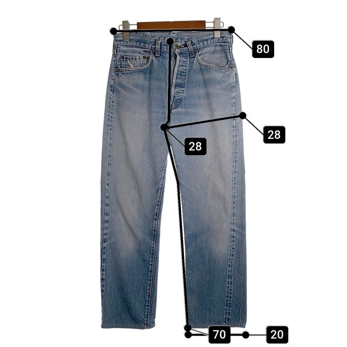 80's~ Levi's リーバイス 501 RED LINE テーパードデニムパンツ ジーンズ ライトブルー 赤耳 524 Size w78cm 福生店