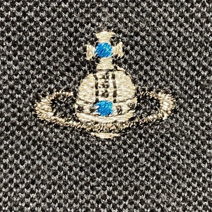 Vivienne Westwood MAN ヴィヴィアンウェストウッドマン オーブ刺繡 鹿の子 ポロシャツ ブラック Size 44 瑞穂店