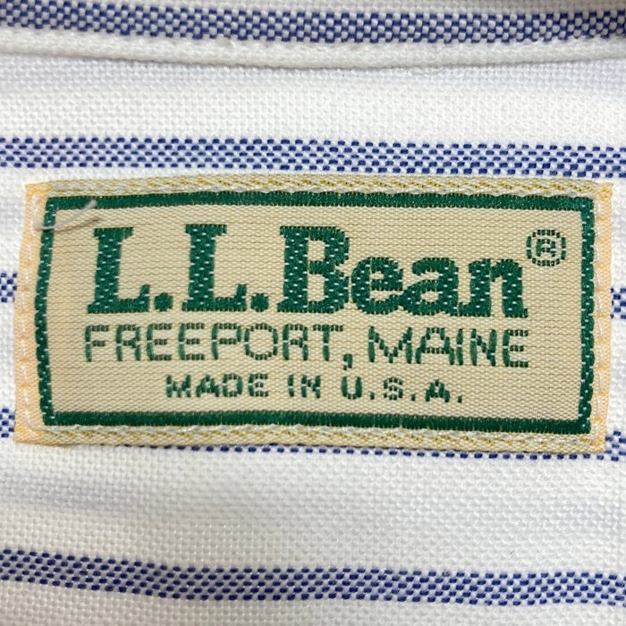L.L.Bean エルエルビーン USA製 90s オックスフード ストライプ B.D 長袖シャツ ホワイト×ブルー size15 1/2-33 瑞穂店