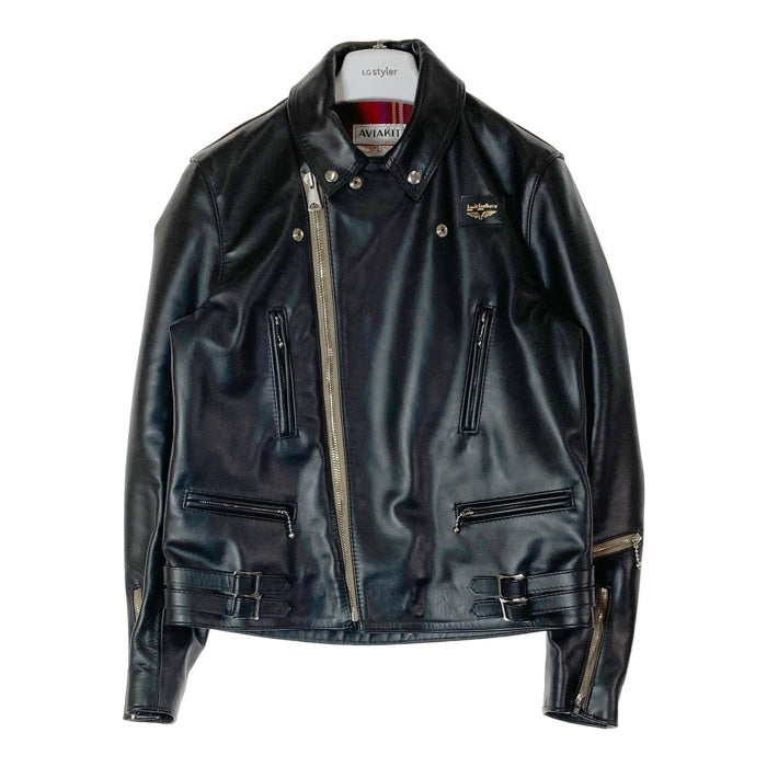 Lewis Leather ルイスレザー 391T Lightning ライトニング タイトフィット 裏地タータン  ダブル ライダースジャケット ブラック size42 瑞穂店