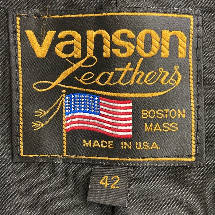 VANSON バンソン TJV USA製 胸ワッペン レザー チームジャケット ブラック size42 瑞穂店