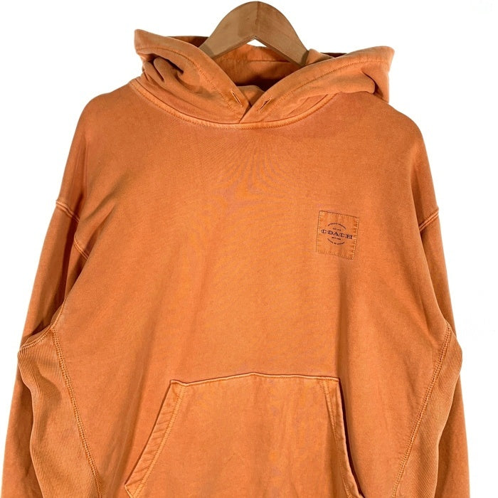 COACH コーチ HOODIE プルオーバースウェットパーカー オレンジ ウォッシュ加工 フード紐なし CF811 Size M 福生店