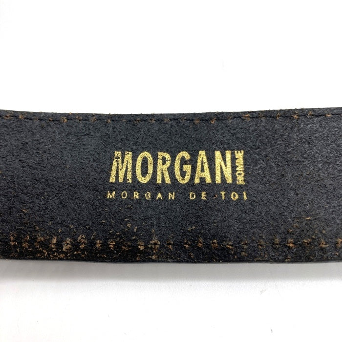 MORGAN HOMME モルガン スタッズ あぶり出し レザー ベルト ブラック 瑞穂店