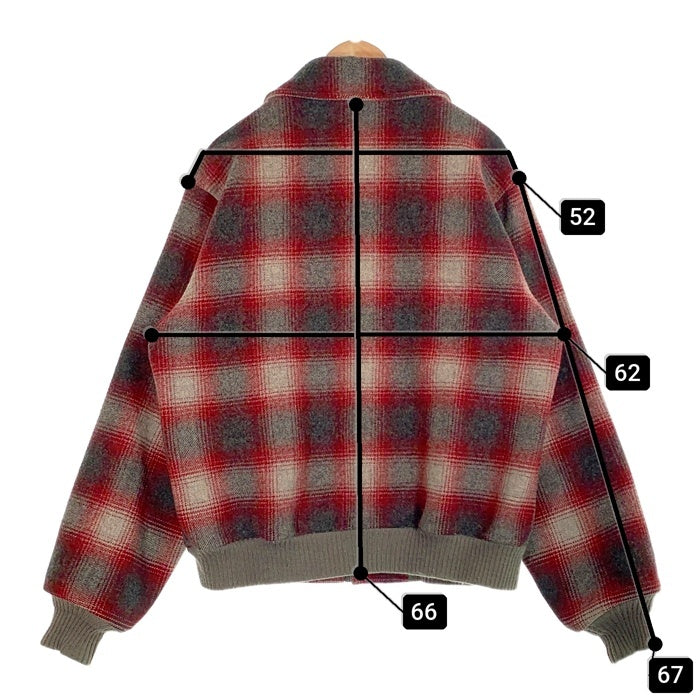 70`s PENDLETON ペンドルトン オンブレチェック  ウールジップアップジャケット レッド USA製 Size M 福生店