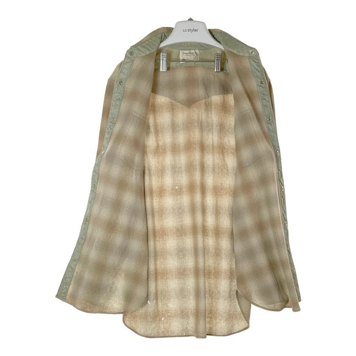 PENDLETON ペンドルトン 80's 白タグ ウール オンブレチェック ウエスタンシャツ ブラウン×ベージュ sizeL 瑞穂店