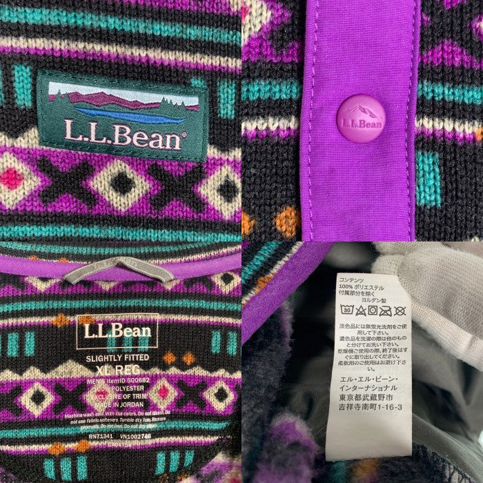 L.L.Bean エルエルビーン Sweater Fleece Pullover セーターフリースプルオーバー ジャケット ニット スナップ ブラック パープル Size XL-R 福生店