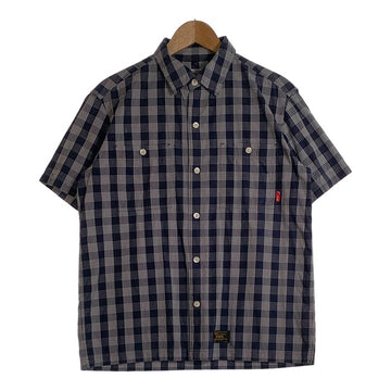 WTAPS ダブルタップス 16SS UNION S/S SHIRT コットン チェックシャツ 半袖 ネイビー 161GWDT-SHM08 Size M 福生店