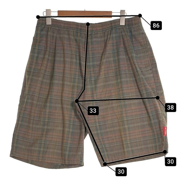 80-90's STUSSY ステューシー チェック柄 イージーショートパンツ グリーン コットン USA製 Size M 福生店
