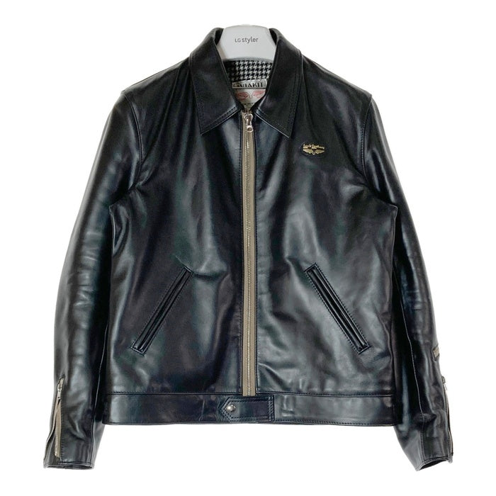 Lewis Leathers ルイスレザー 60T Tight Fit Corsair タイトフィット コルセア 千鳥格子裏地 ベージュジップテープ リアルハイド レザージャケット ブラック size42 瑞穂店