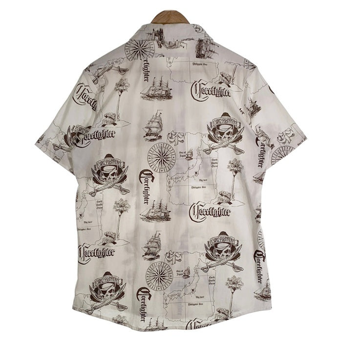 CORE FIGHTER コアファイター マルチプリント 半袖 コットンシャツ ホワイト スナップボタン 2 Size M 福生店