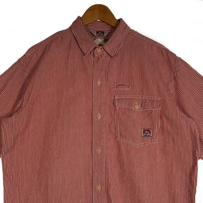 BEN DAVIS ベン デイビス ヒッコリー 半袖 シャツ レッド Size L 福生店