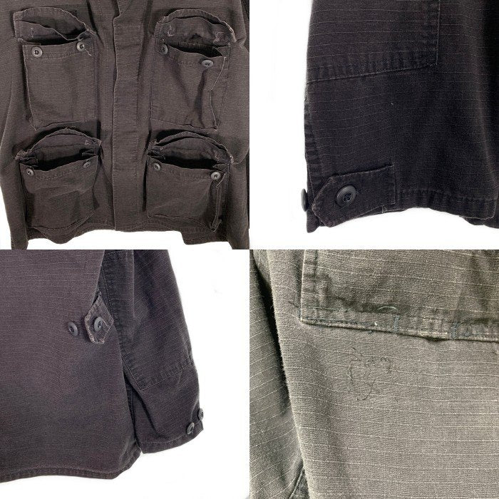 U.S.ARMY 米軍 COMBAT COAT リップストップ ミリタリージャケット シャツ ブラック USA製 8415-01-084-1748 Size L-R 福生店