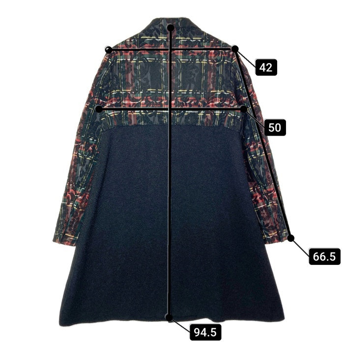 COMME des GARCONS HOMME PLUS コムデギャルソンオムプリュス PJ-C012 AD2012 フラワーレース チェック柄 コート ブラック sizeS 瑞穂店
