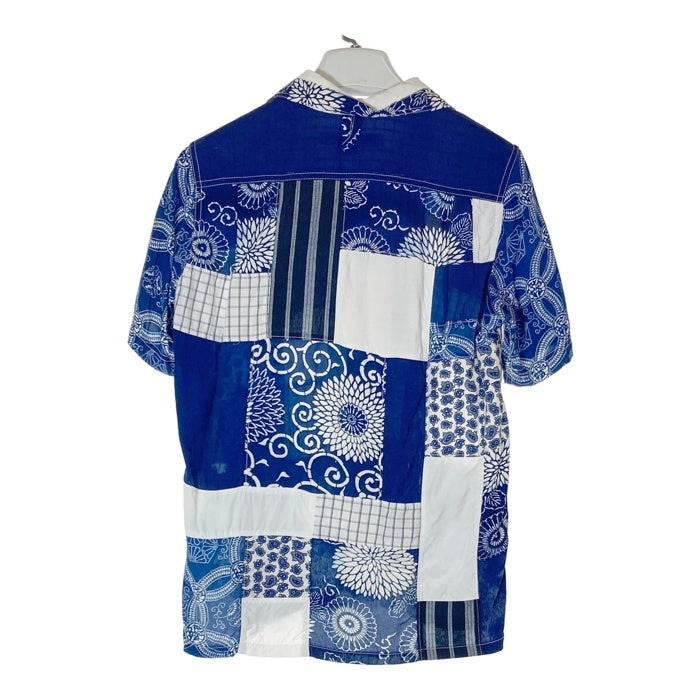 JUNYA WATANABE COMME des GARCONS MAN ジュンヤワタナベ コムデギャルソンマン WO-B49 AD2014 パッチワーク 和柄 半袖シャツ ブルー sizeS 瑞穂店