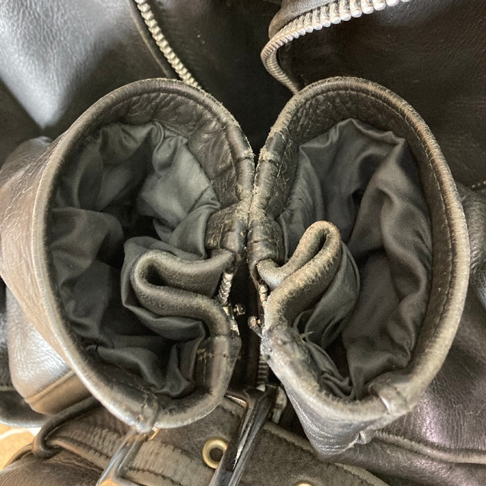 FIRST Genuine Leather ファーストジェニュインレザー TALONジップ ダブル ライダースジャケット ブラック size38 瑞穂店