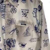 SOFT MACHINE ソフトマシーン 14SS WALL FLASH SHIRTS タトゥー柄 ウォール フラッシュ 長袖 シャツ ホワイト ブルー Size XL 福生店