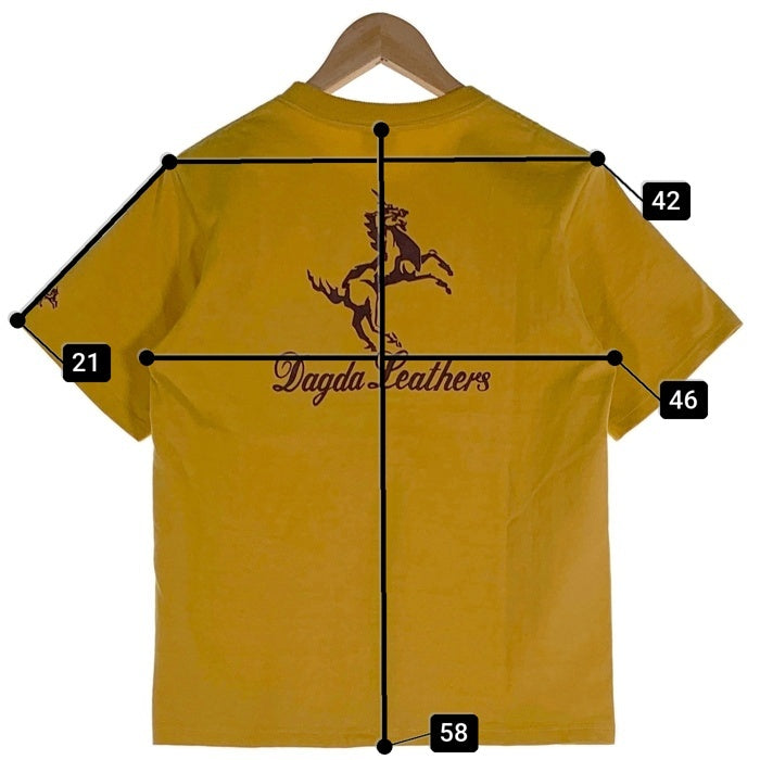 Dagda Leathers ダグダレザーズ プリント ポケットTシャツ 袖刺繡 マスタード 旧マッコイ 滝沢氏 Size S 福生店