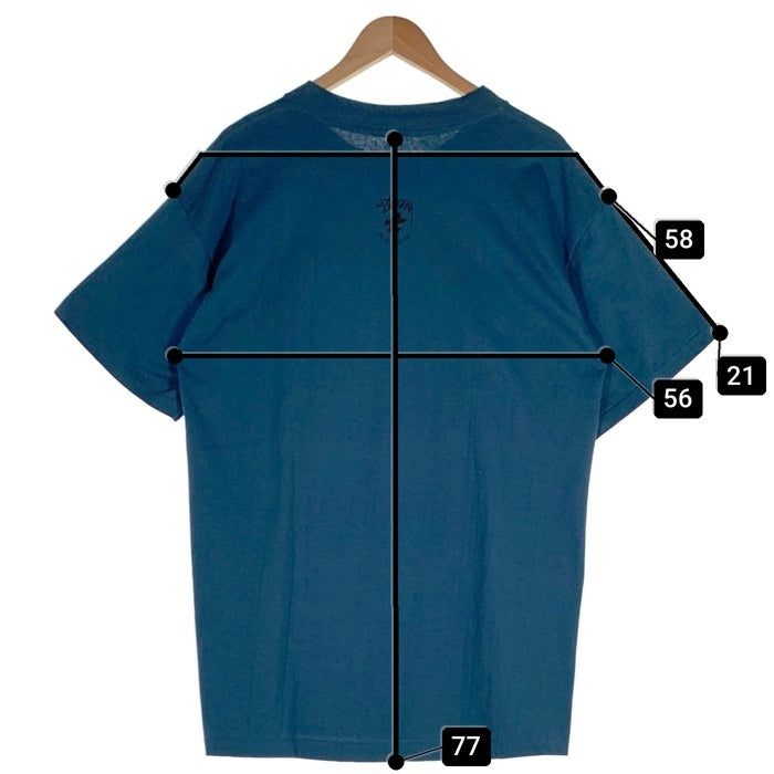 80's STUSSY ステューシー ロゴ サーフマン 半袖 Tシャツ ブルー USA製 Size XL 福生店